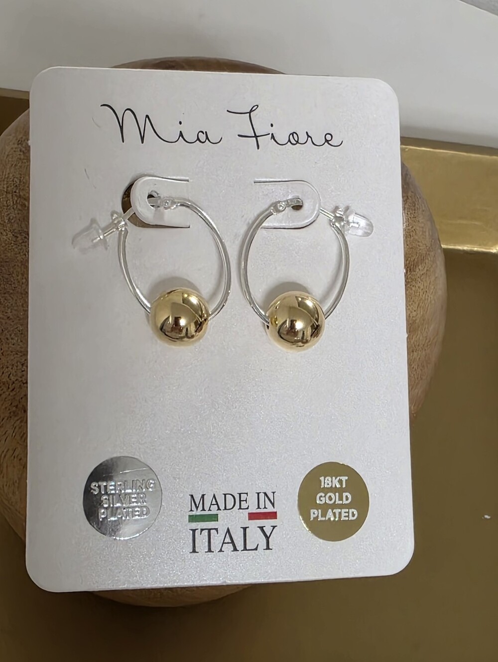 Mia Fiore Gold-Plated Hoop Earrings with Gold Ball Accent